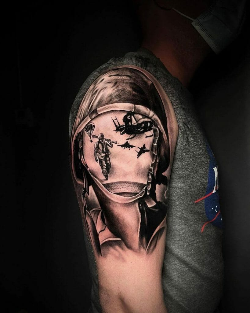 Soldier On Soldier Black And White Military Tattoo
