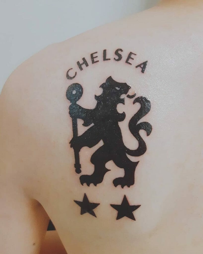 Solid Black Chelsea Logo Shoulder Tattoo