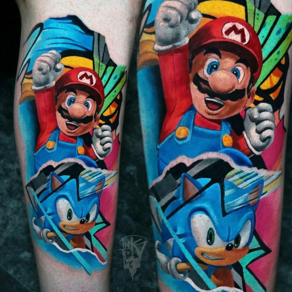 Sonic The Hedgehog And Mario Tattoos