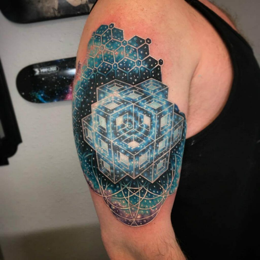 Space In Cubes Geometric Tattoo