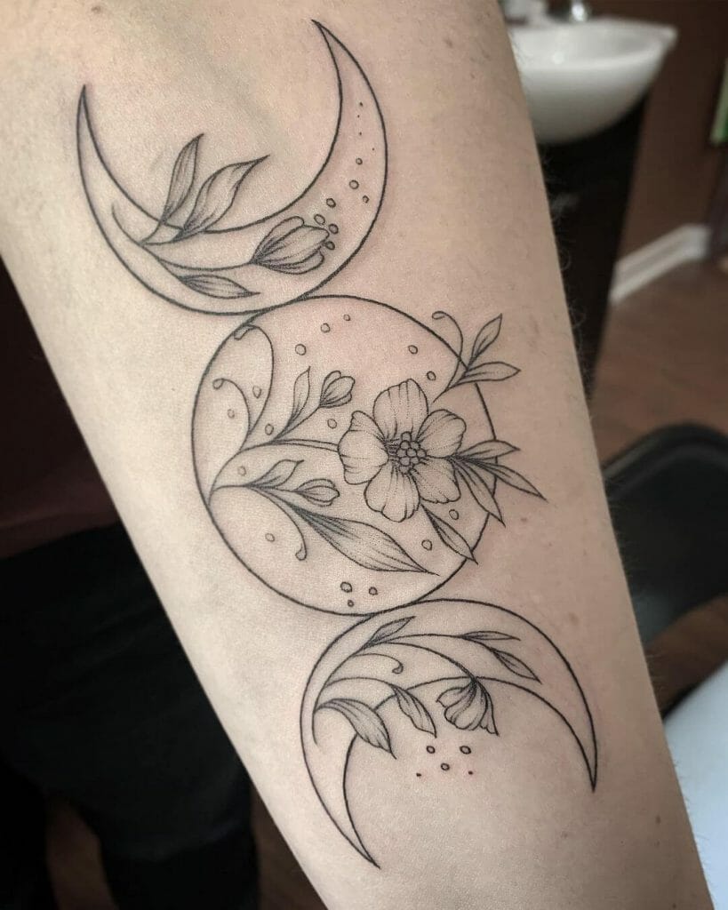 Spiritual Triple Moon Tattoo