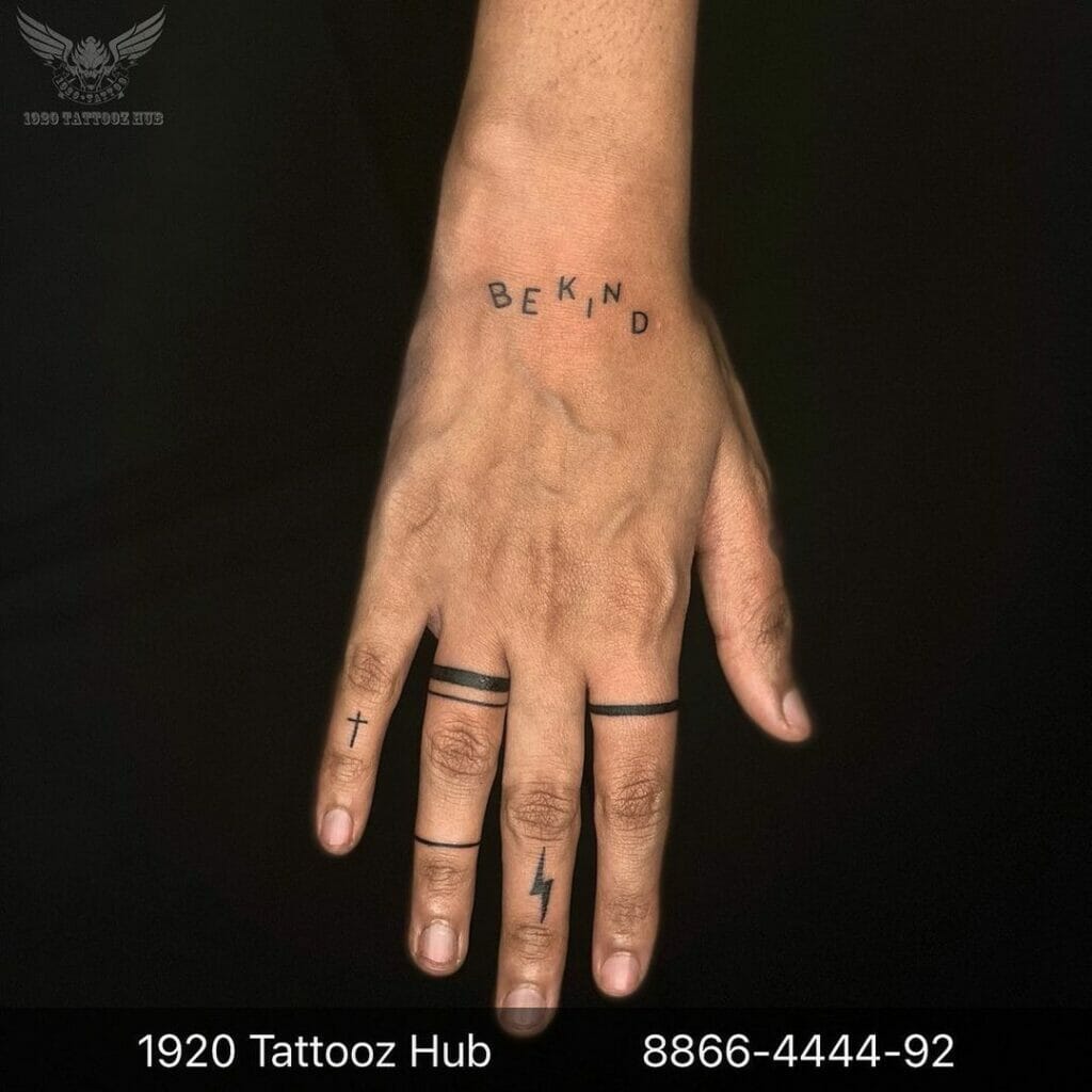Stack Style Ring Finger Tattoos