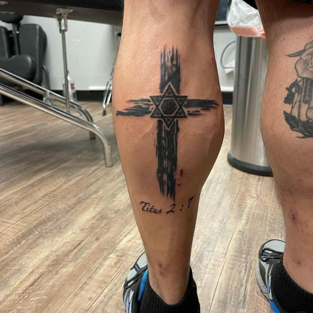 Star Of David And Cross Tattoo