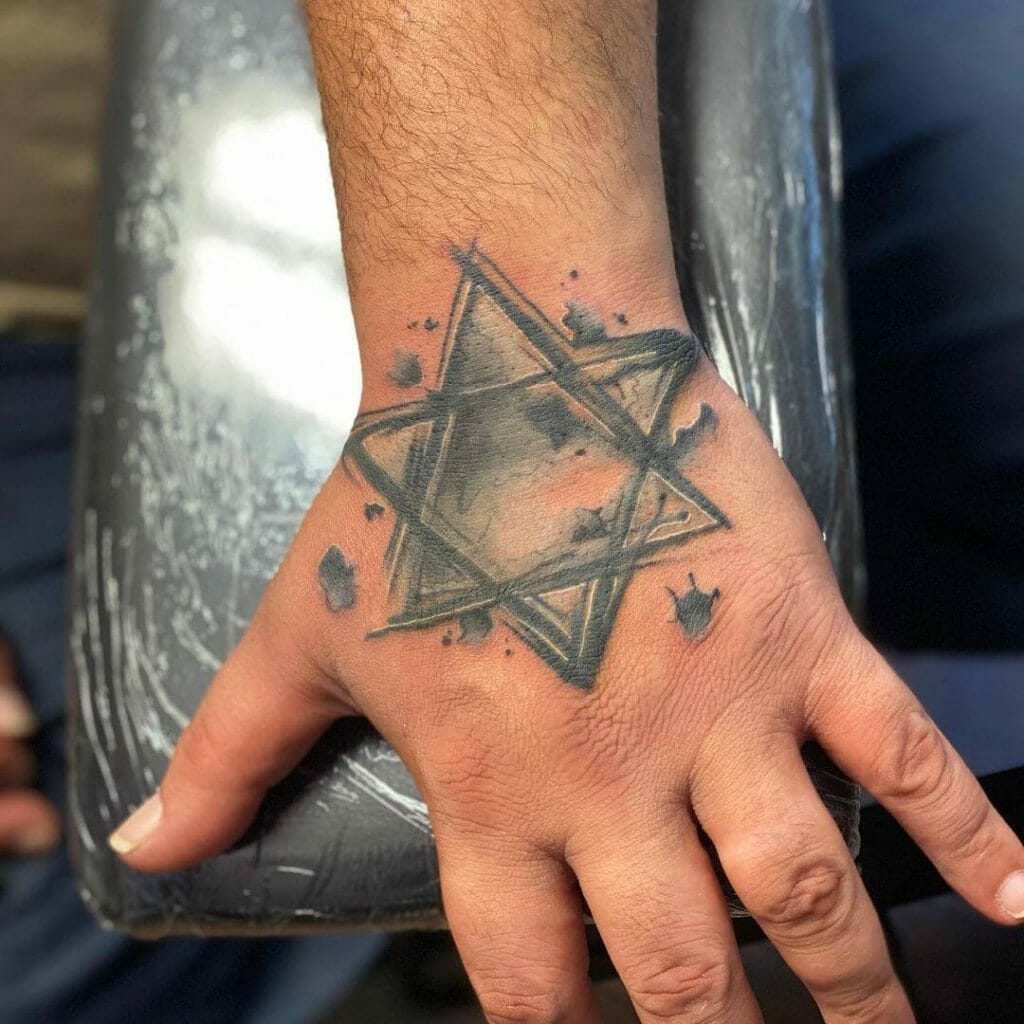 Star Of David Tattoo Design With Ink Wash Technique