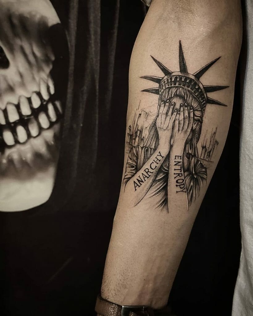Statue of Liberty Crying Tattoo
