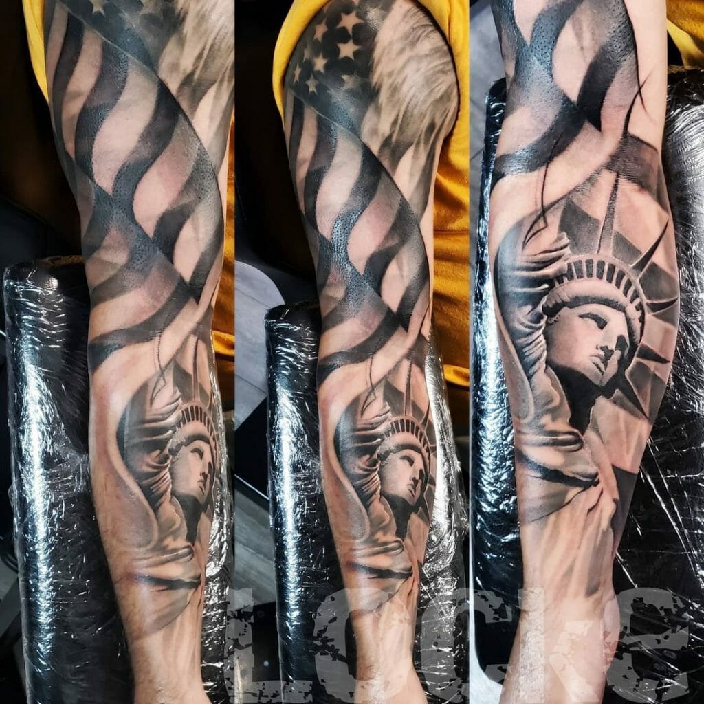 Statue of Liberty Sleeve Tattoo