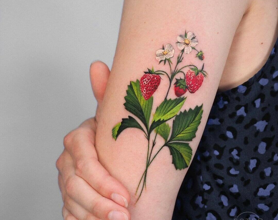 Strawberry tattoo  Strawberry tattoo Tattoos Traditional tattoo
