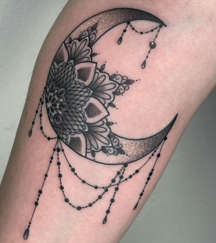 Stunning Blackwork Moon Tattoo