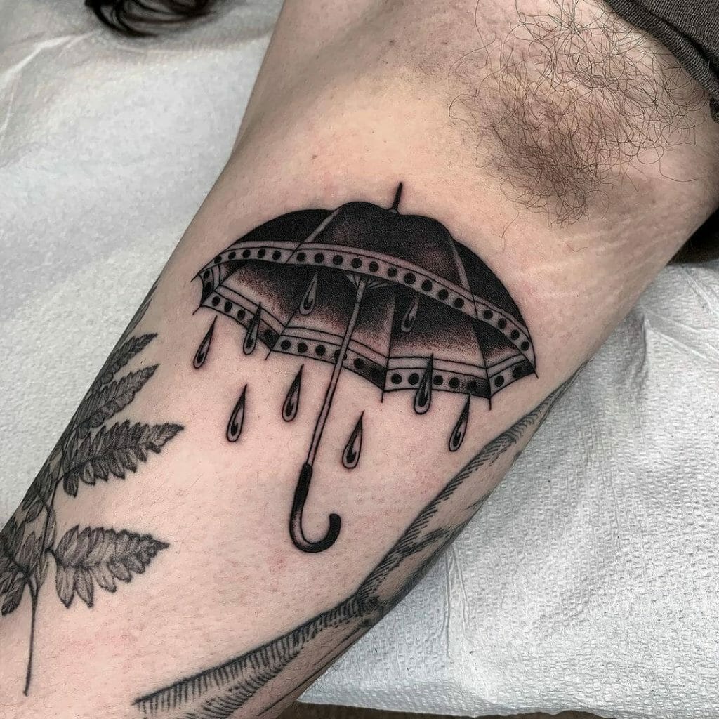 Stunning Blackwork Umbrella Tattoo