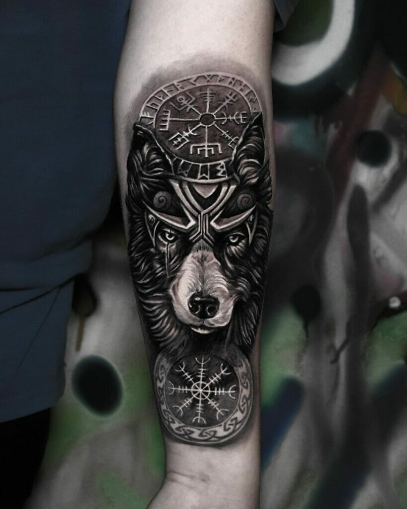 Stunning Wolf Fenrir Nordic Tattoo Designs
