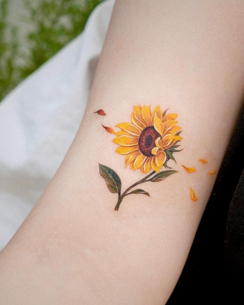 Sunflower Design In The Wind Tattoo