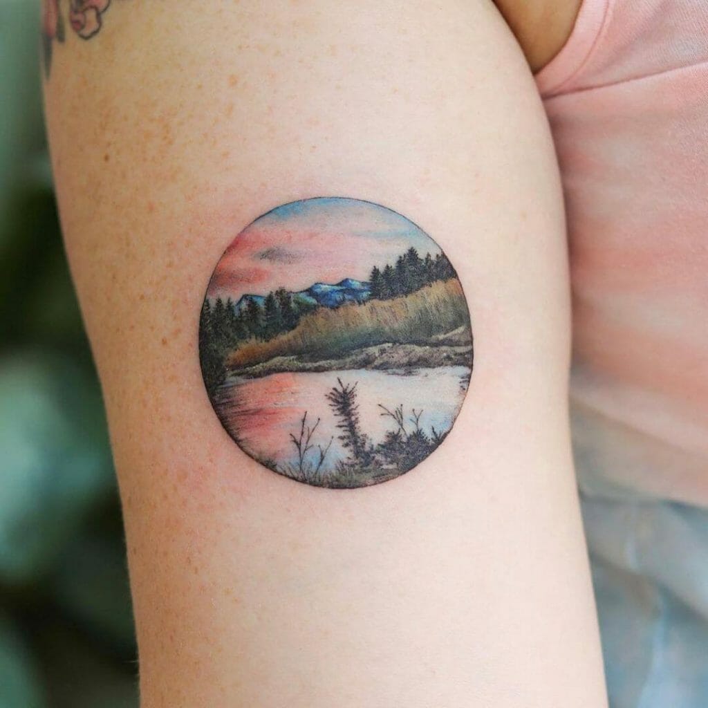 Sunset Over Mountains Tattoo
