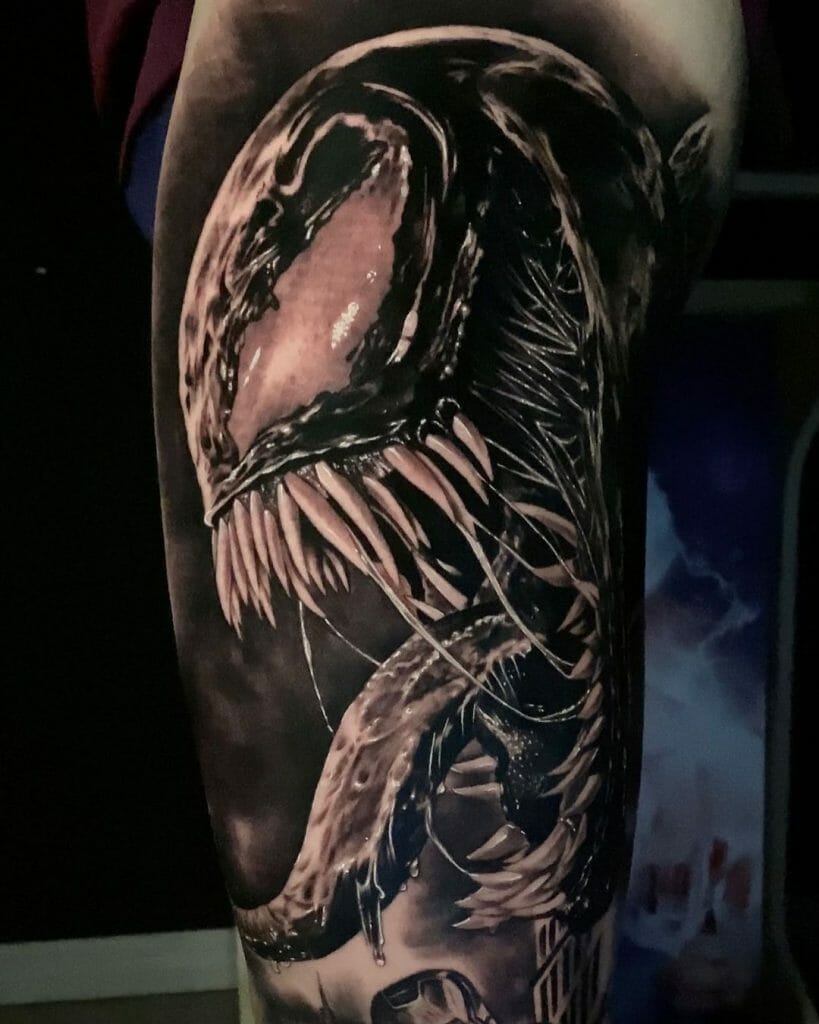 Super Realistic Venom Tattoo