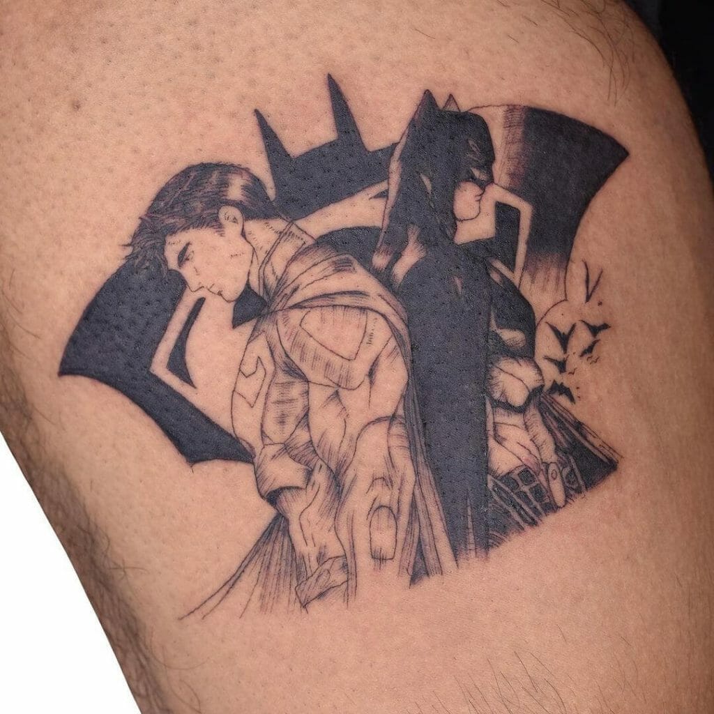 Superman And Batman Tattoo Design