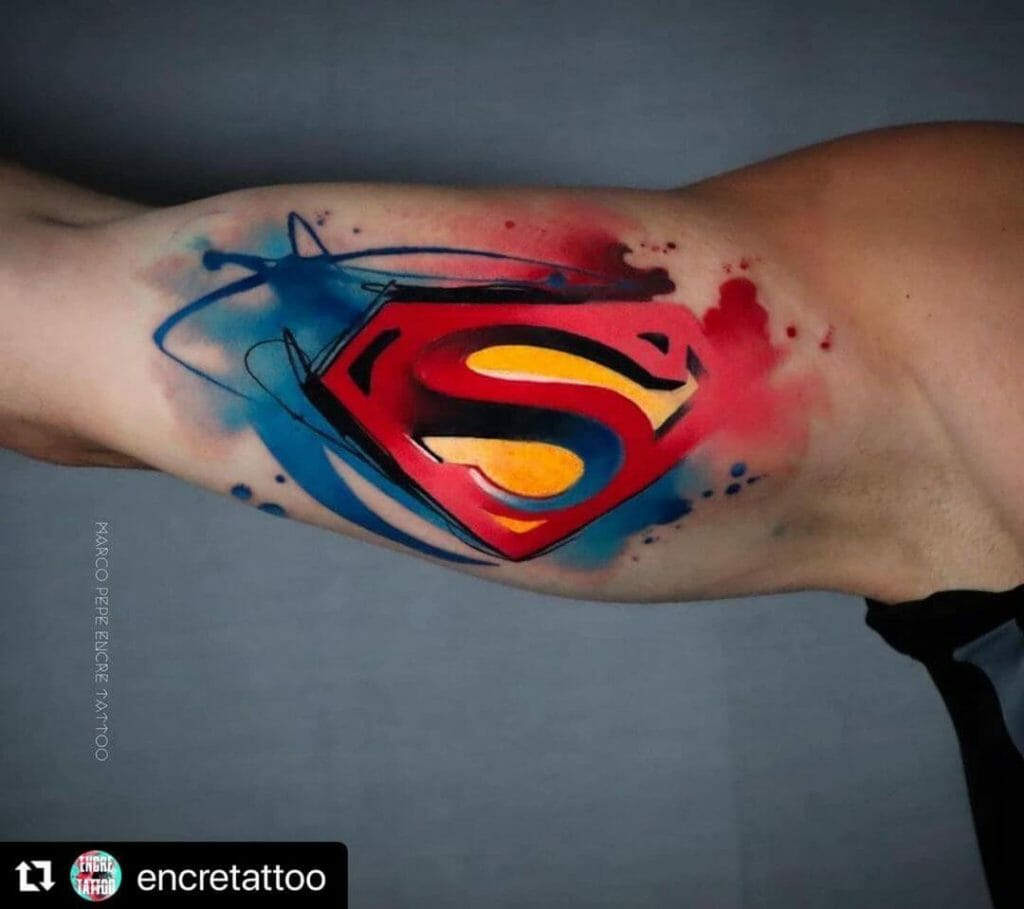 Superman Upper Arm Tattoo Idea