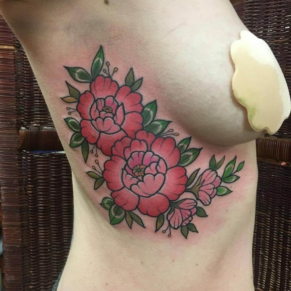 Surreal Flowers Side Boob Tattoo