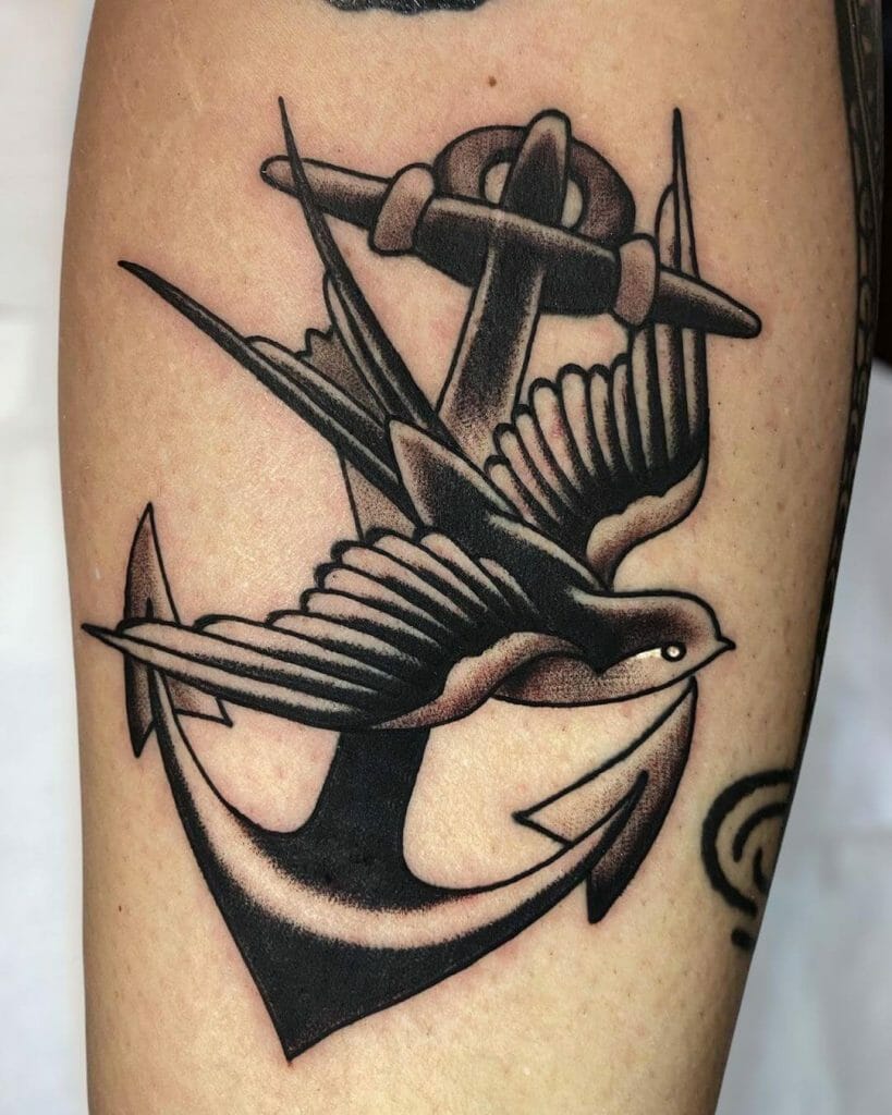 Swallow With Anchor Tattoo Design