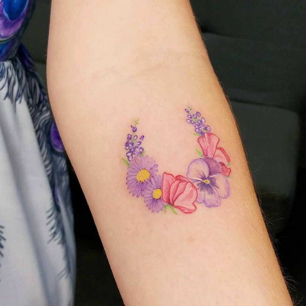 Sweet Pea Flower Bouquet Tattoo
