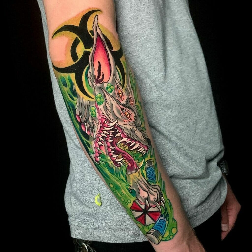 T-Virus Wolf Colored Tattoo