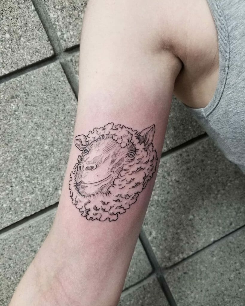 Tattoo Of The Face Of A Sheep