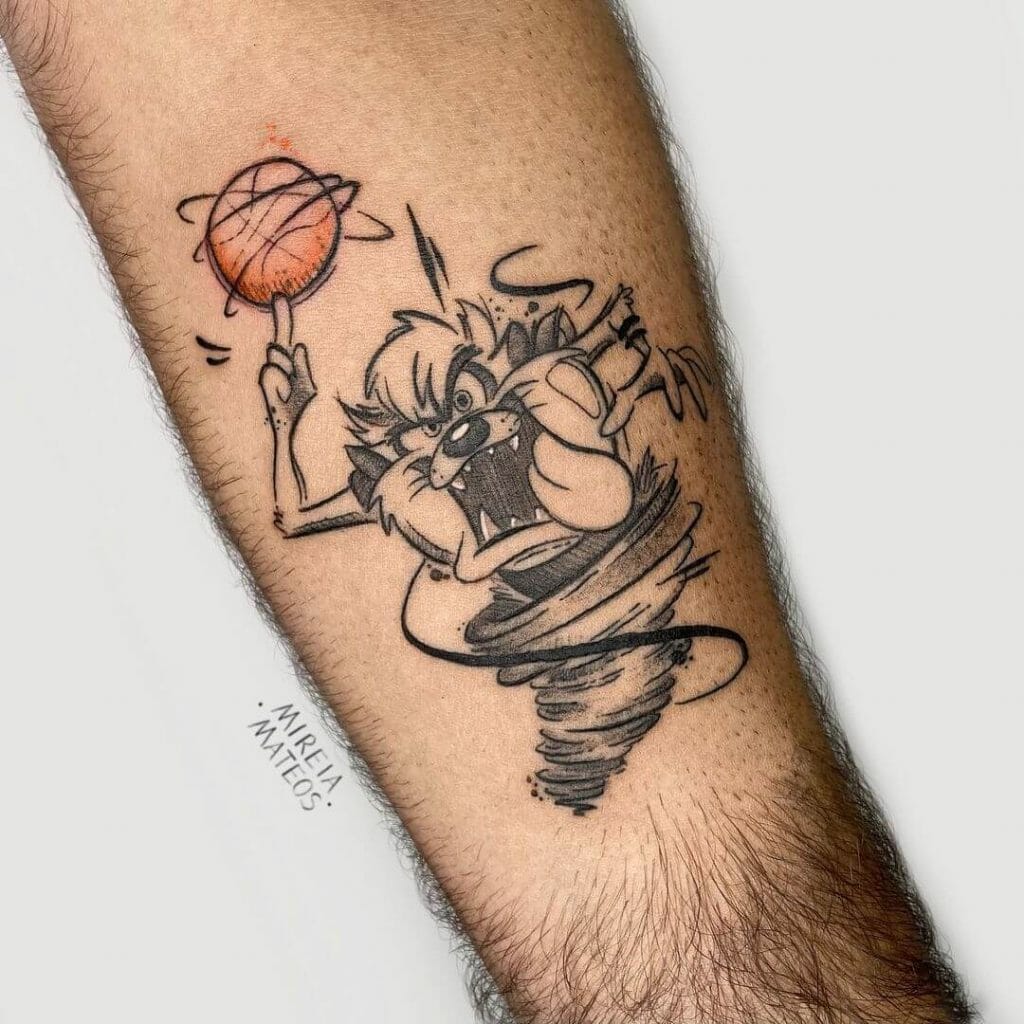 Taz And Basketball Tattoo