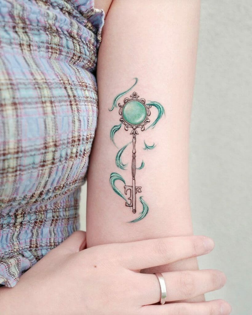 The Antique Key And Wind Tattoo