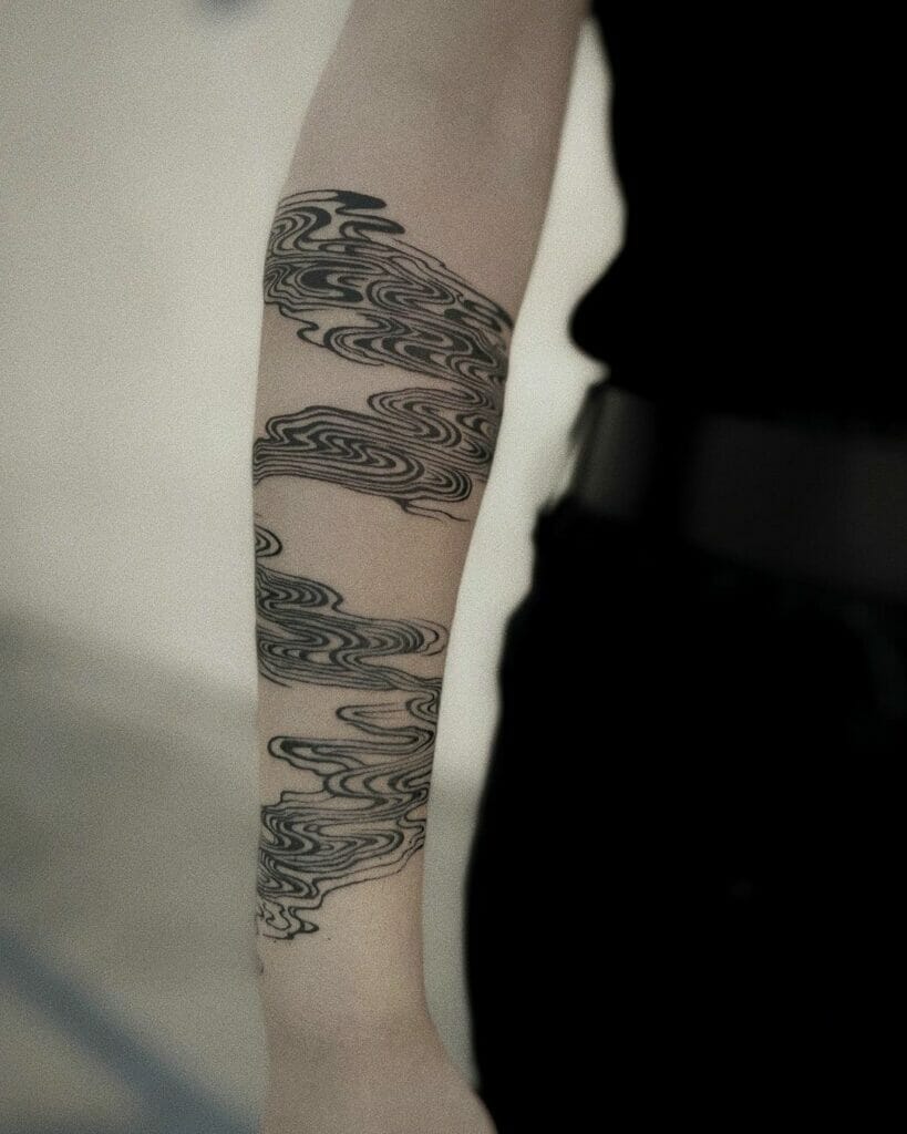 The Asian 'Flow From The Heaven' River Tattoo On Forearms