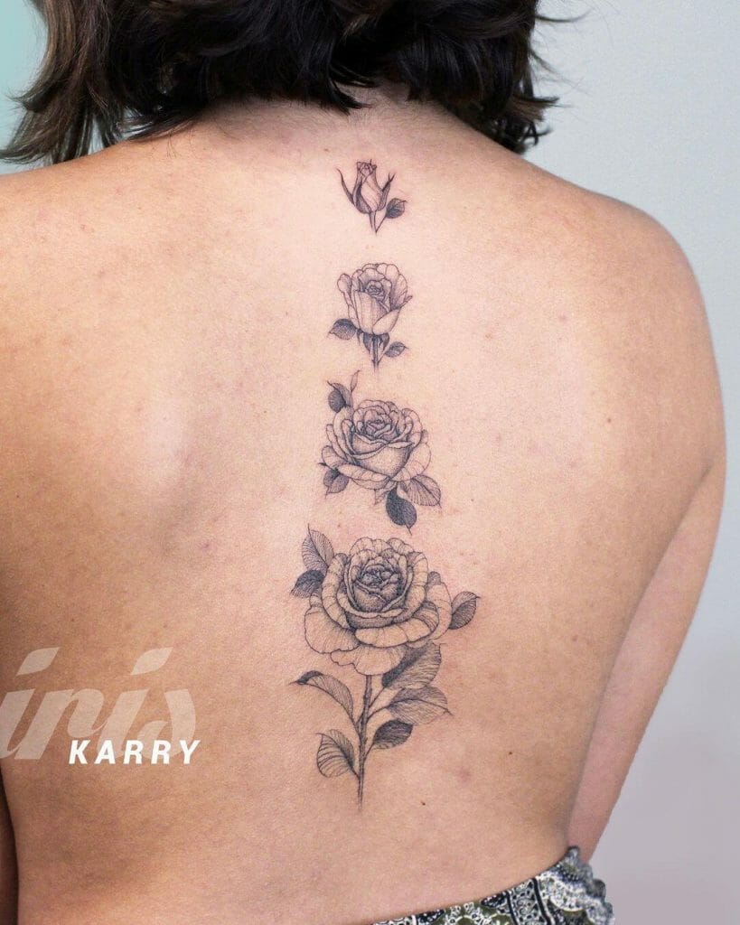 The Blooming Flower Rose Tattoo Back