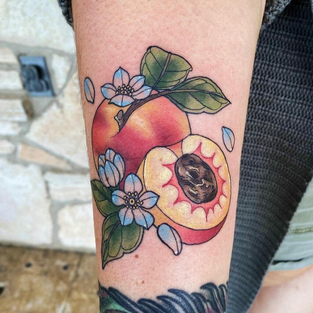 The Blue Flowers And Peach Tattoo