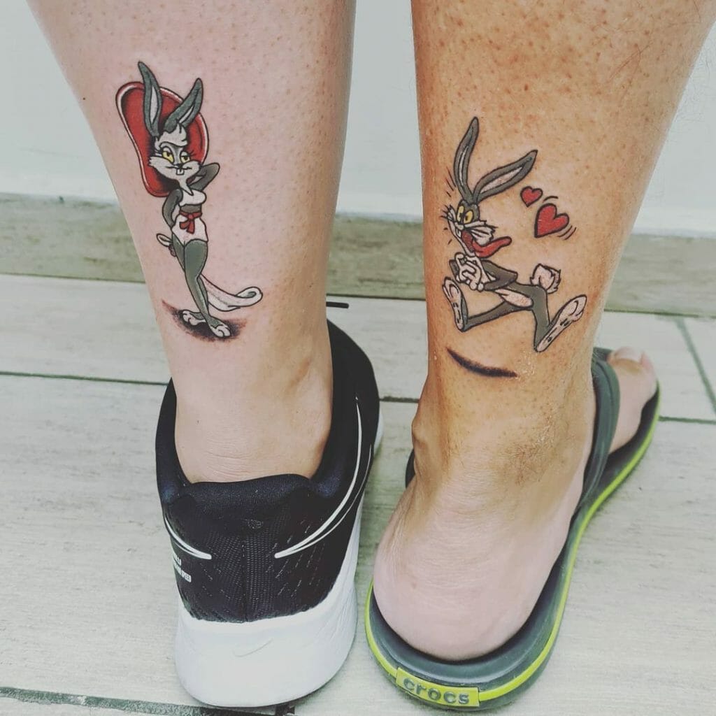 The Bugs Bunnies Couple Leg Tattoos