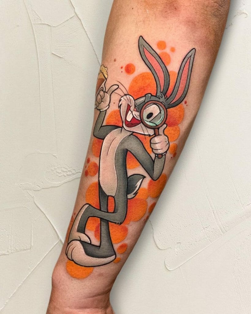 The Bugs Bunny with a Magnifying Glass Tattoo