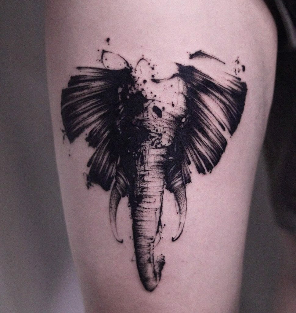 The Butterfly Elephant Sketch Tattoo
