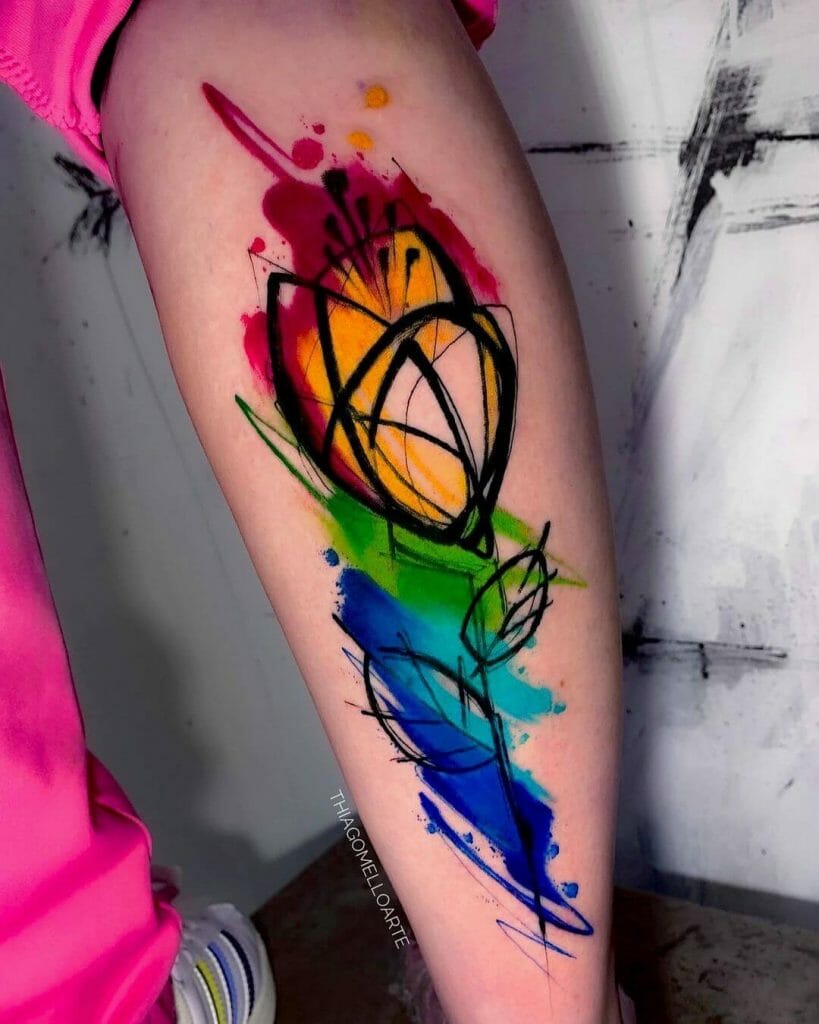 The Colorsplash Rose Sketch Tattoo
