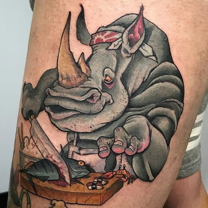 The Comical Masterpiece Of Rhino Tattoo