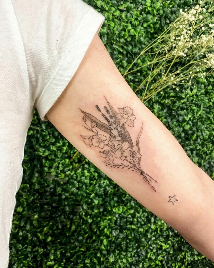 The Delphinium Bouquet Tattoo