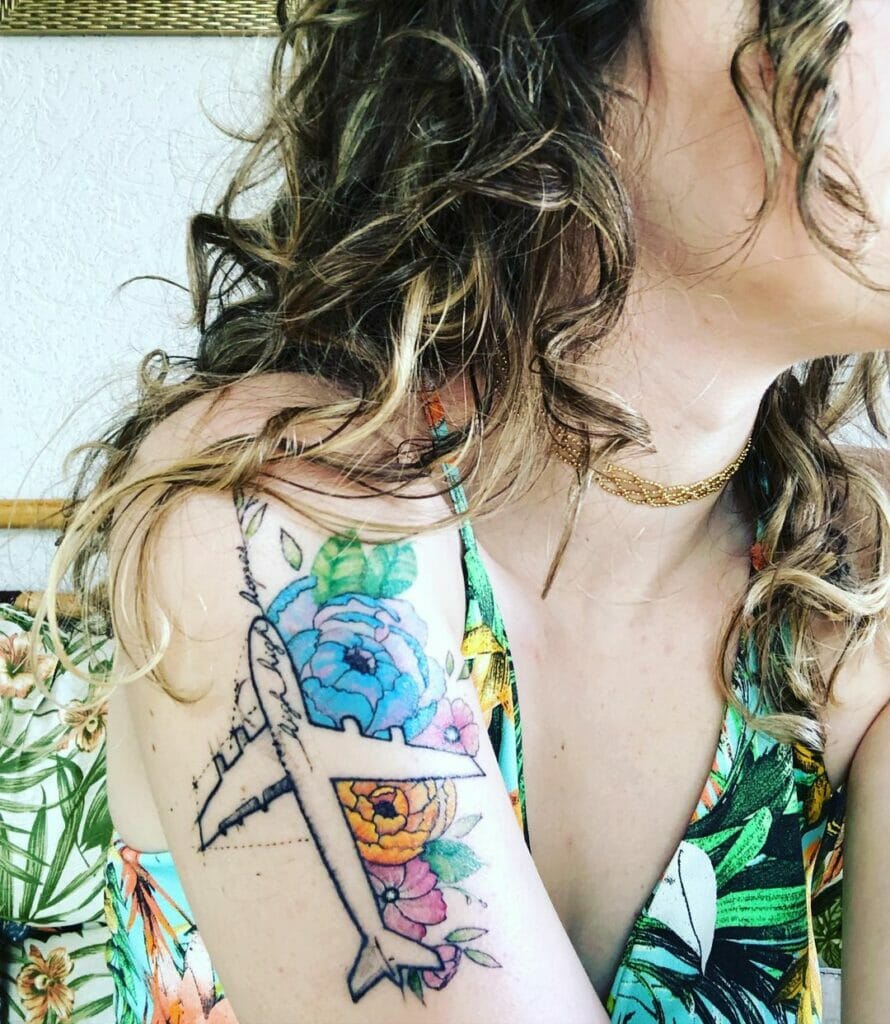 The Floral Airplane Tattoo