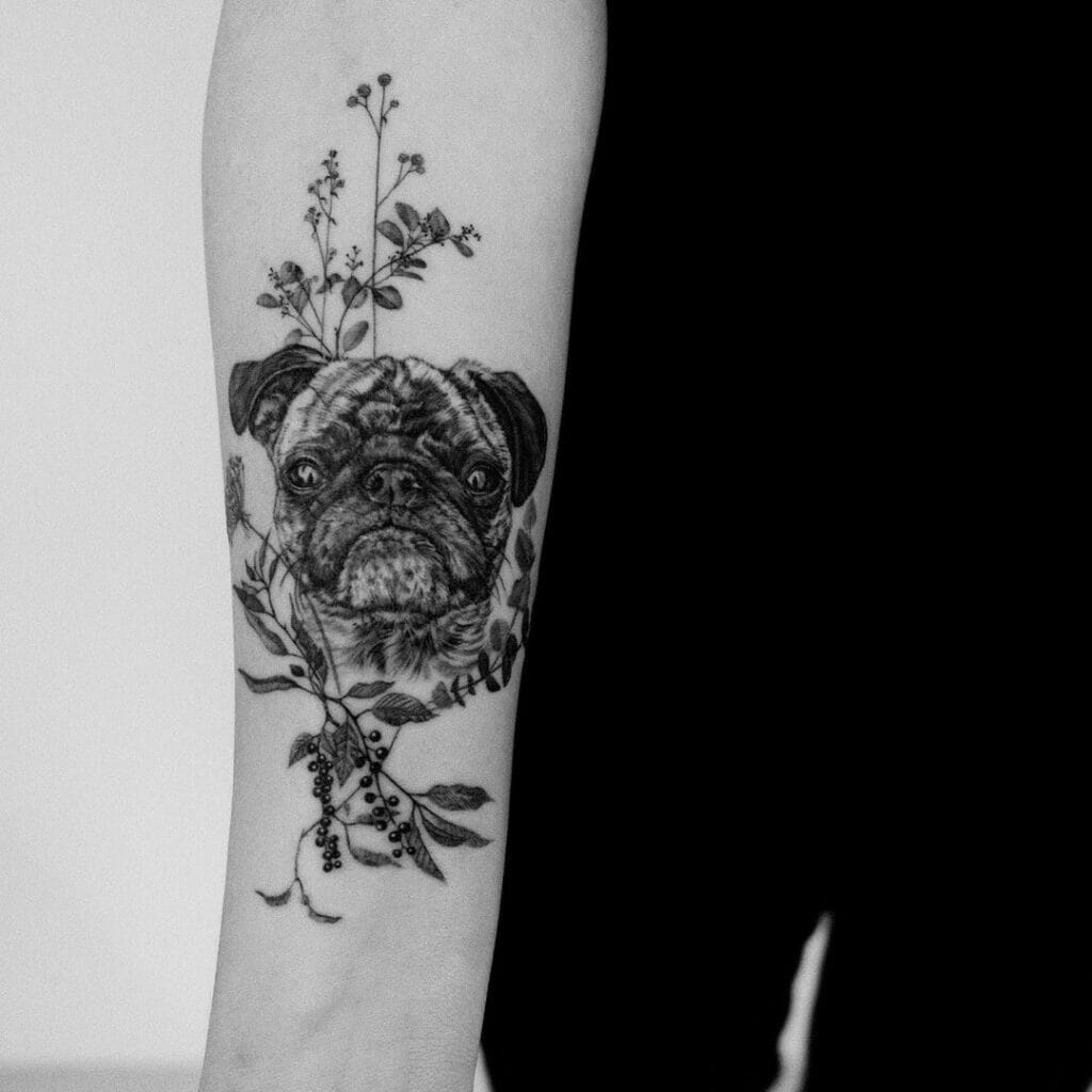 The Floral Pug Tattoo To Bring In Positivity