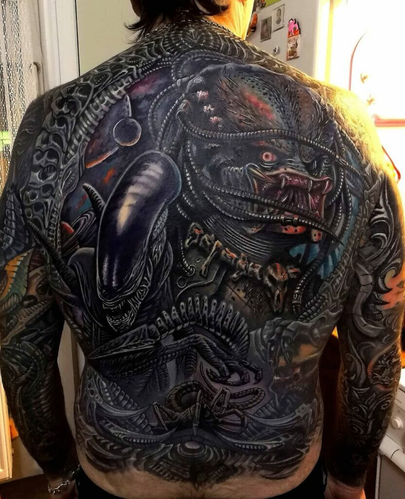 The Full Back Tattoo For Predator Lovers