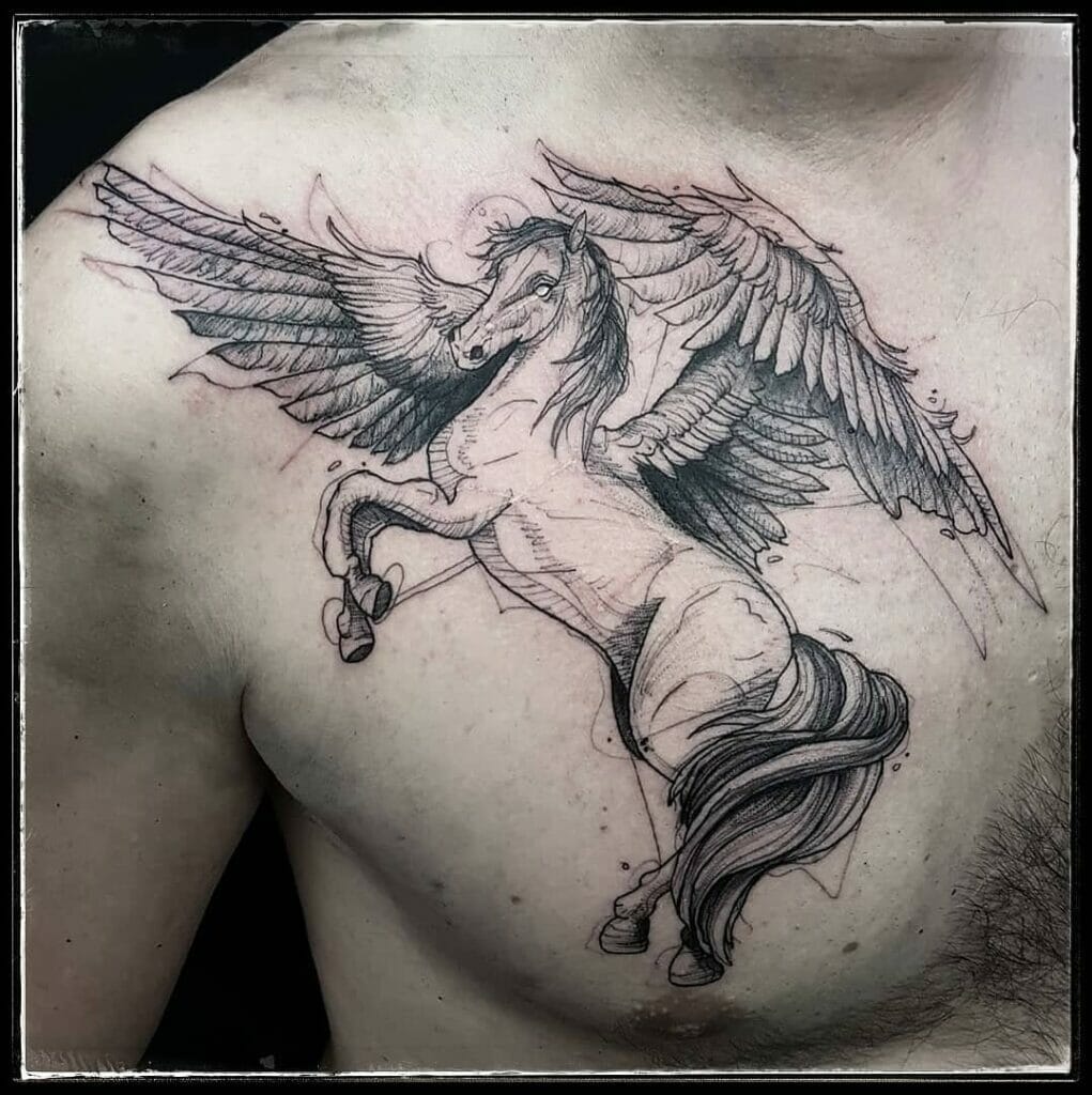 The Geometrical Linework-Inspired Pegasus Tattoo