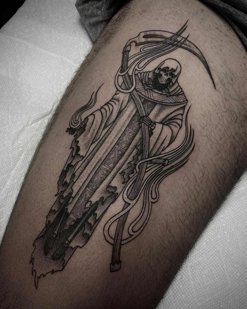 The Grim Reaper With Scythe Tattoo