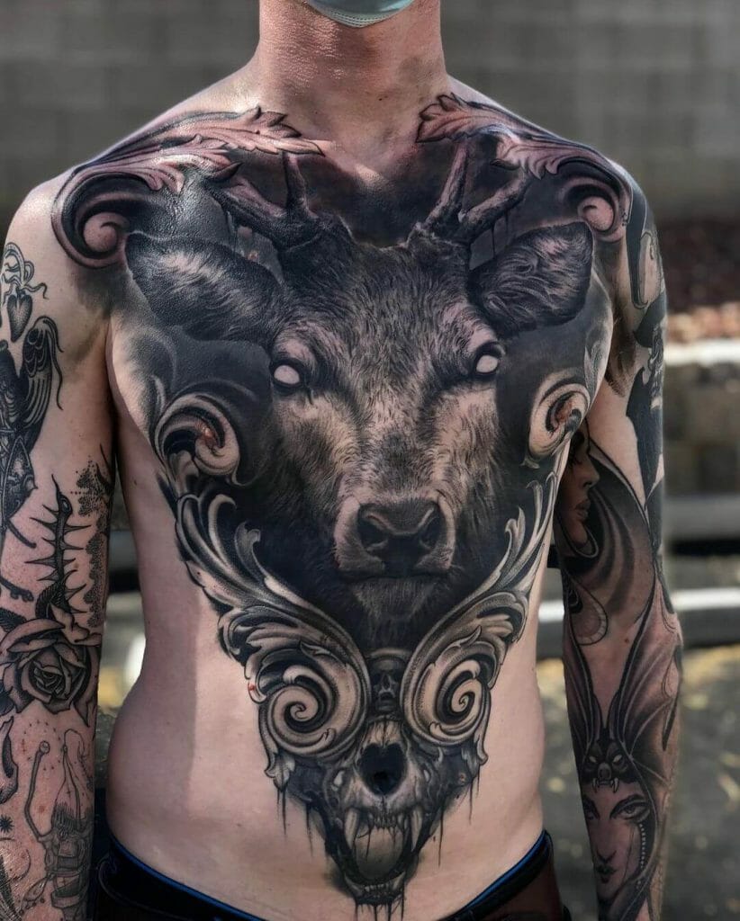 The Hyper-Realistic Upper Body Deer Tattoo