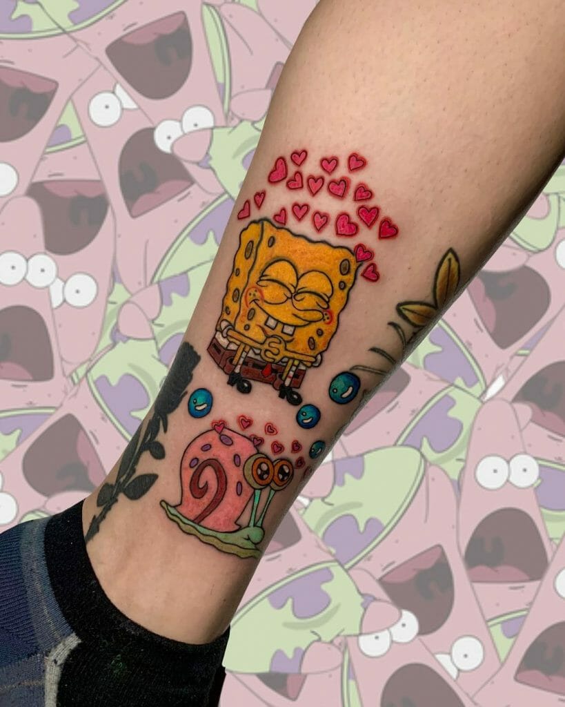 The Lovely Spongebob X Gary Tattoo