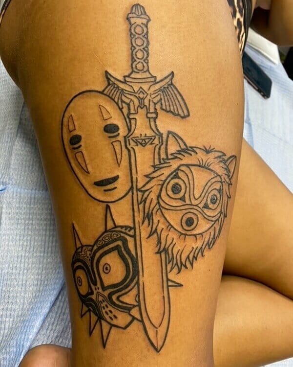 The Majoras Mask X Master Sword X Princess Mononoke X Spirited Away Tattoo