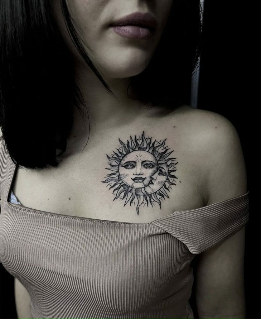 The Male-Female Side Sun and Moon Tattoo