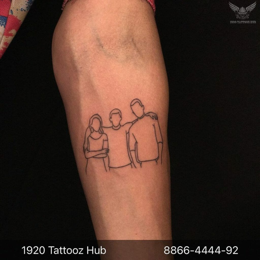 The Outline Portrait Of Siblings Tattoo