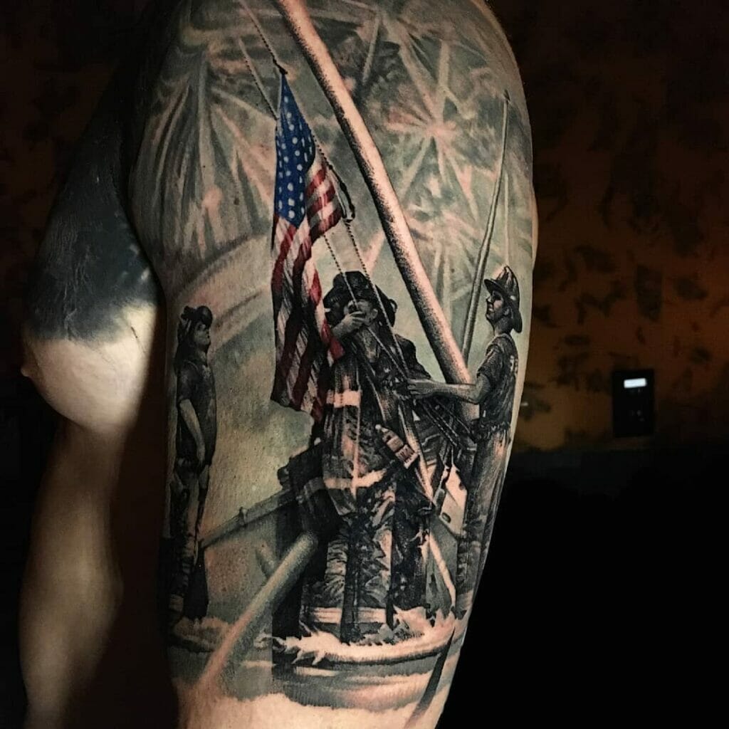 The Patriotic American Flag on Half-Mast Tattoo