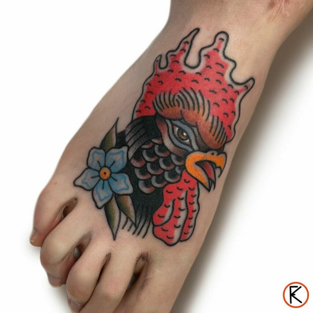 The Rooster Military Tattoo Designs