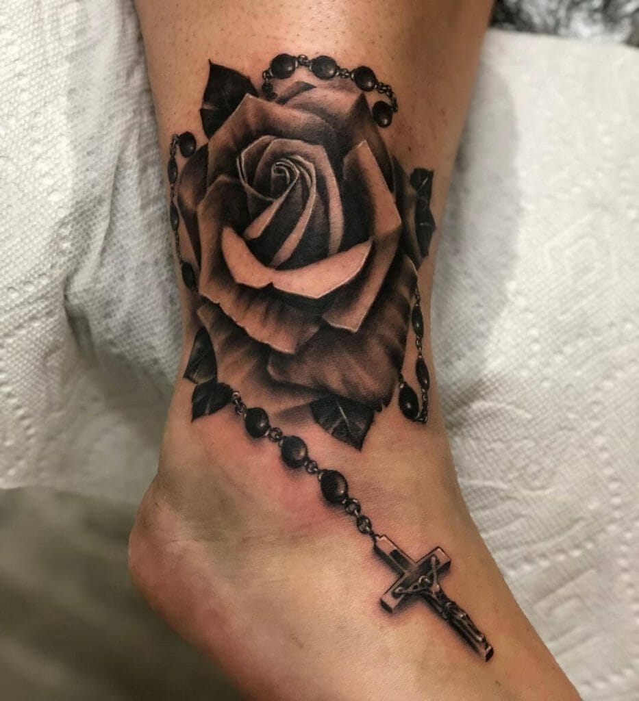 The Rose Anklet Rosary Tattoo