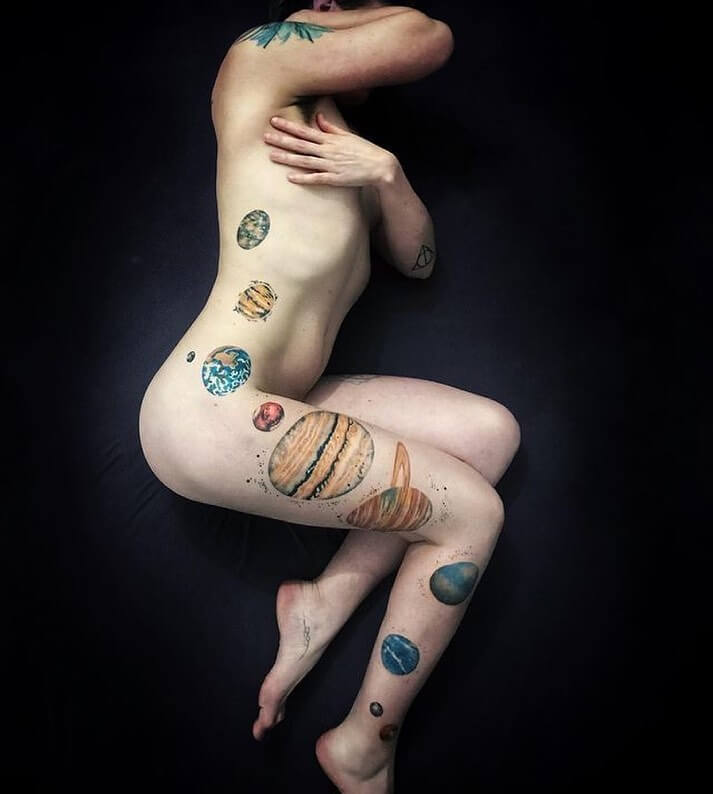 The Side-Lined Full Body Solar System Tattoo