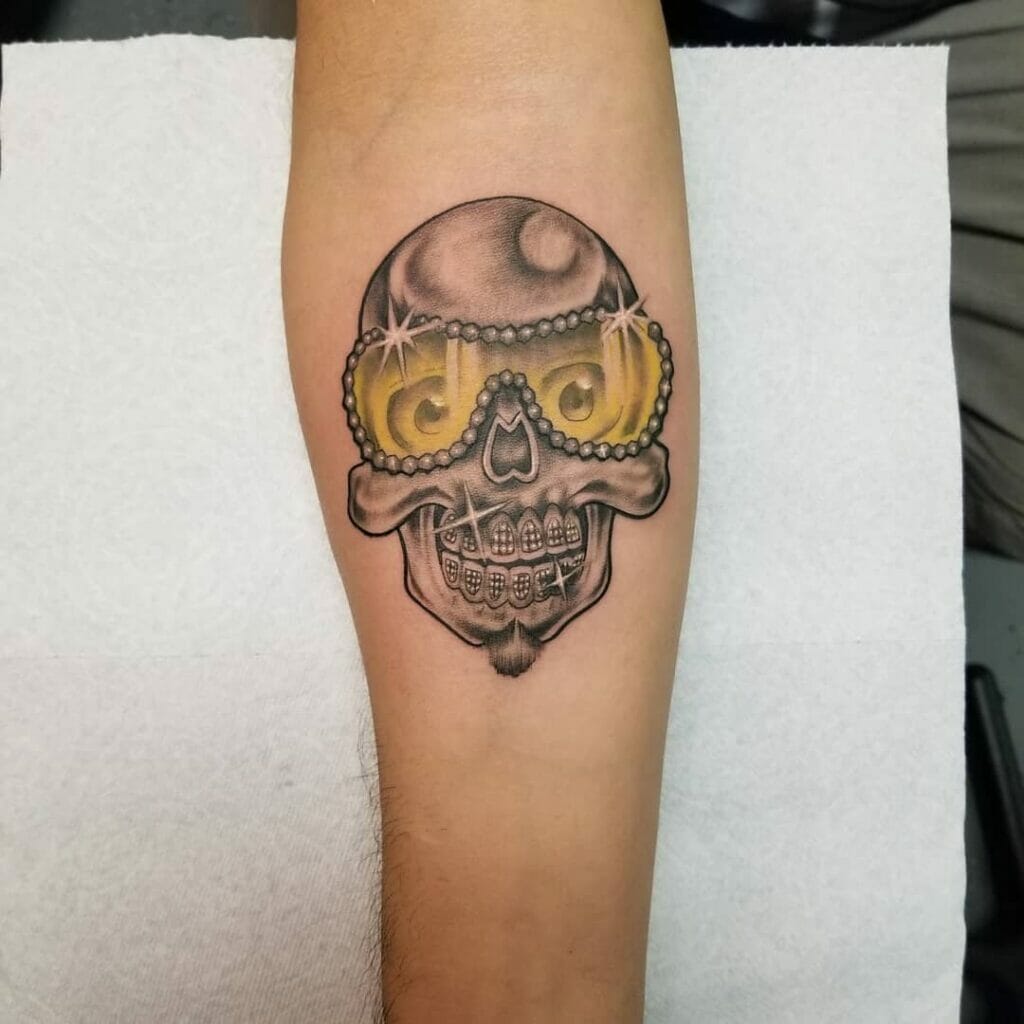 The Skull with Diamond Teeth Tattoo